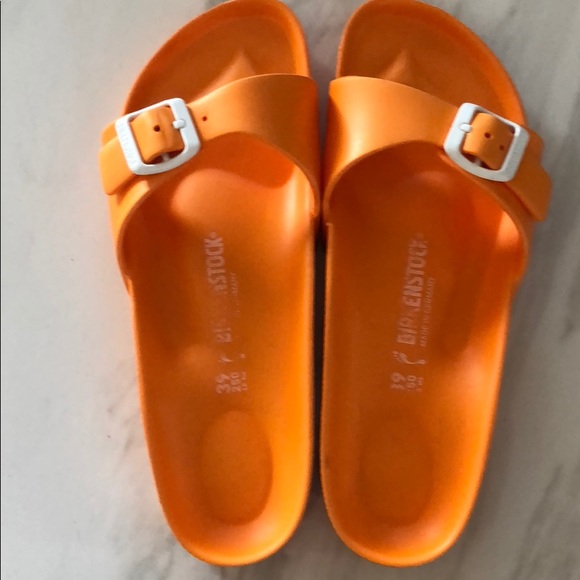 orange plastic birkenstocks